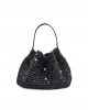 Serena Black Raffia Bucket Bag 