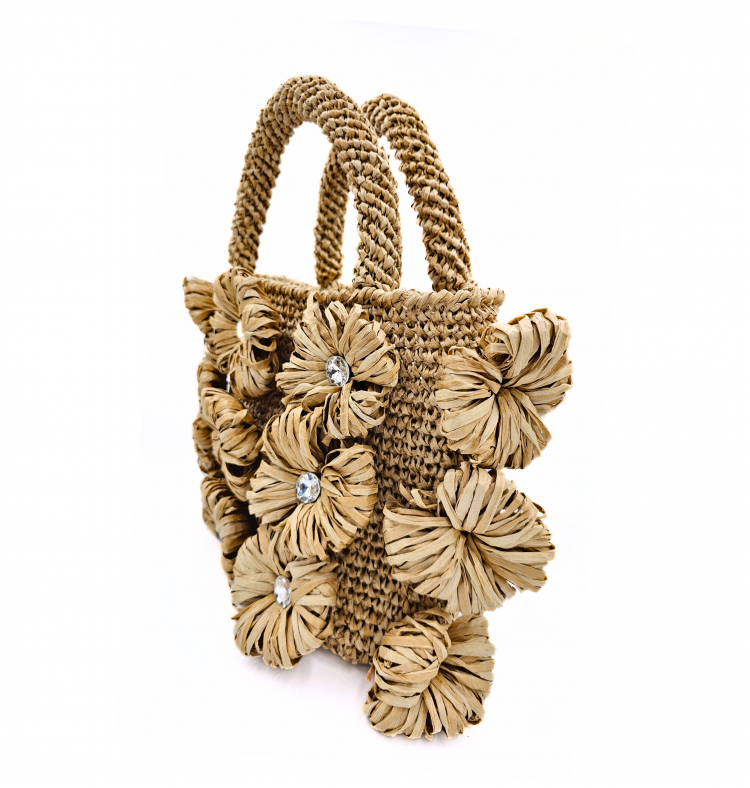 Daisy Tote Natural Raffia Handbag