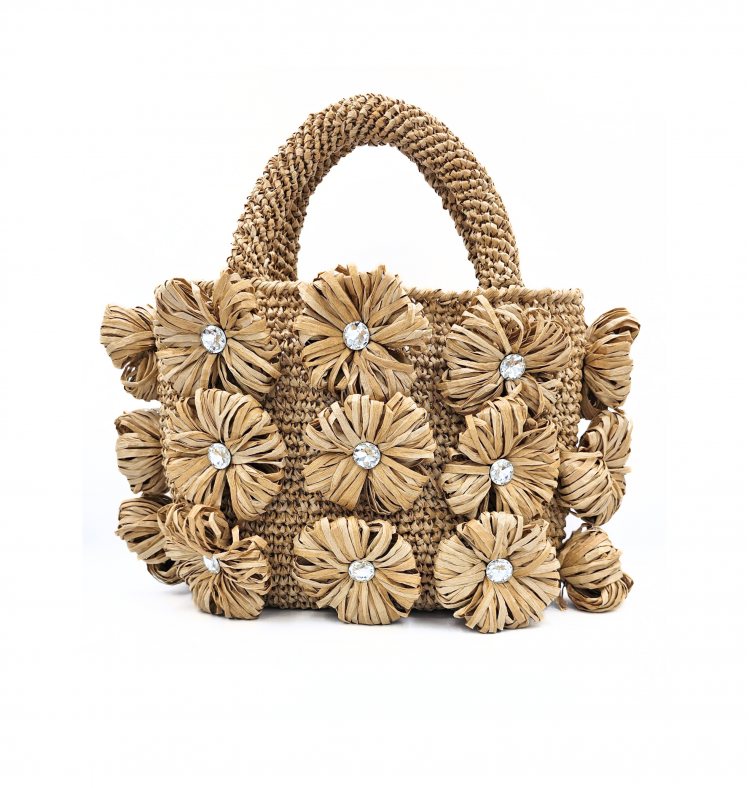 Daisy Tote Natural Raffia Handbag