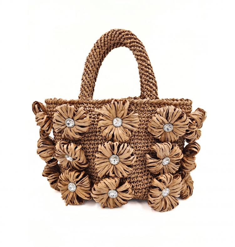 Daisy Tote Taba Raffia İpten El Örgüsü Kol Çantası