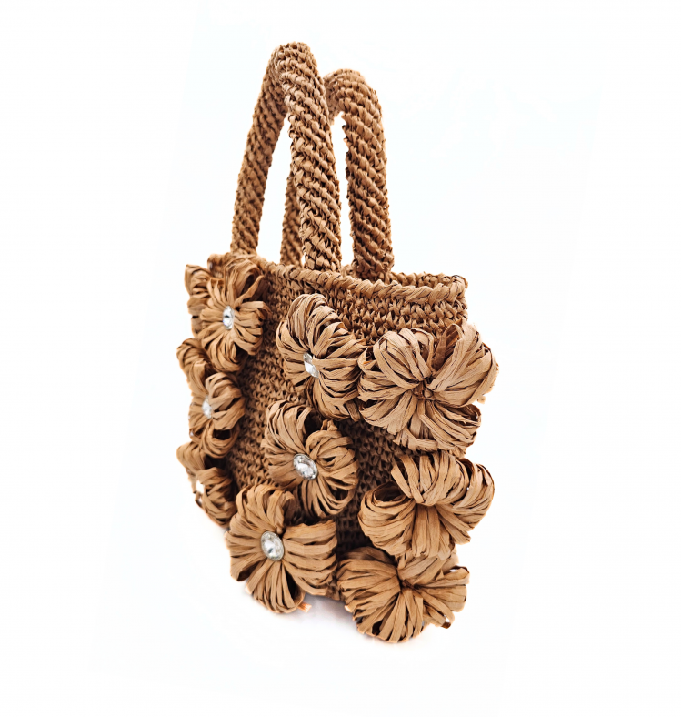 Daisy Tote Tan Raffia Handbag