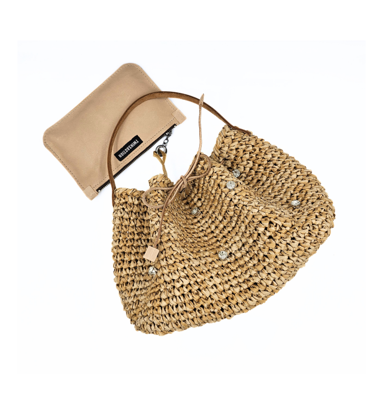 Serena Natural Raffia Bucket Bag