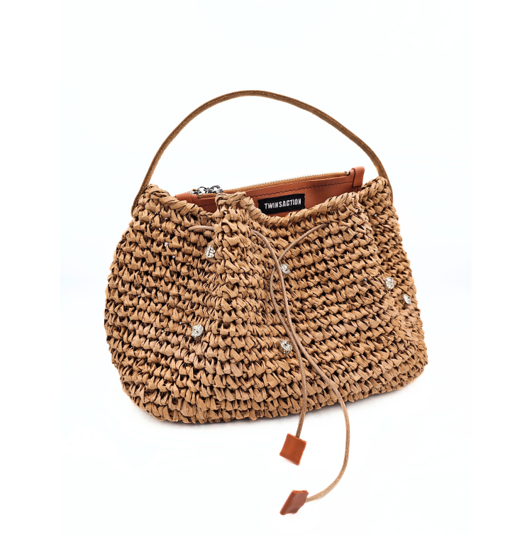 Serena Tan Raffia Bucket Bag